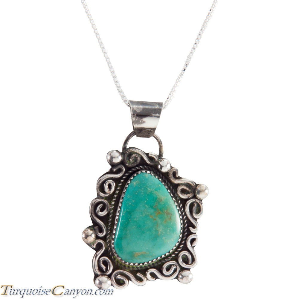 Navajo Native American Carico Lake Turquoise Pendant Necklace SKU227579