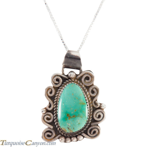 Navajo Native American Carico Lake Turquoise Pendant Necklace SKU227582