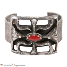Load image into Gallery viewer, Navajo Native American Tufa Cast and Coral Bracelet by Stuart Billie SKU227599