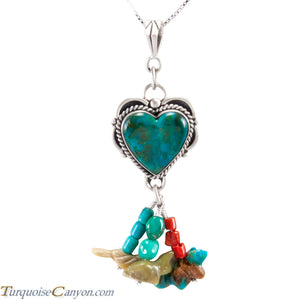 Navajo Native American Turquoise Heart with Charms Pendant Necklace SKU227721