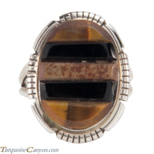 Load image into Gallery viewer, Navajo Native American Corn Roll Cut Jasper and Jet Ring Size 6 3/4 SKU227964
