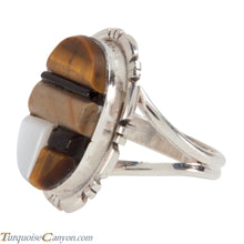 Load image into Gallery viewer, Navajo Native American Corn Roll Cut Jasper and Jet Ring Size 5 3/4 SKU227968