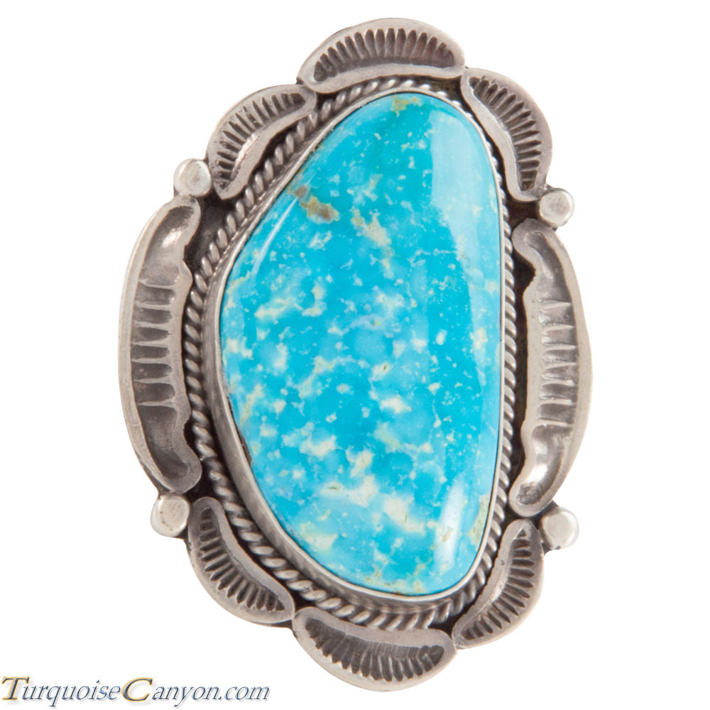 Navajo Native American Kingman Turquoise Ring Size 7 3/4 by Tom SKU228040