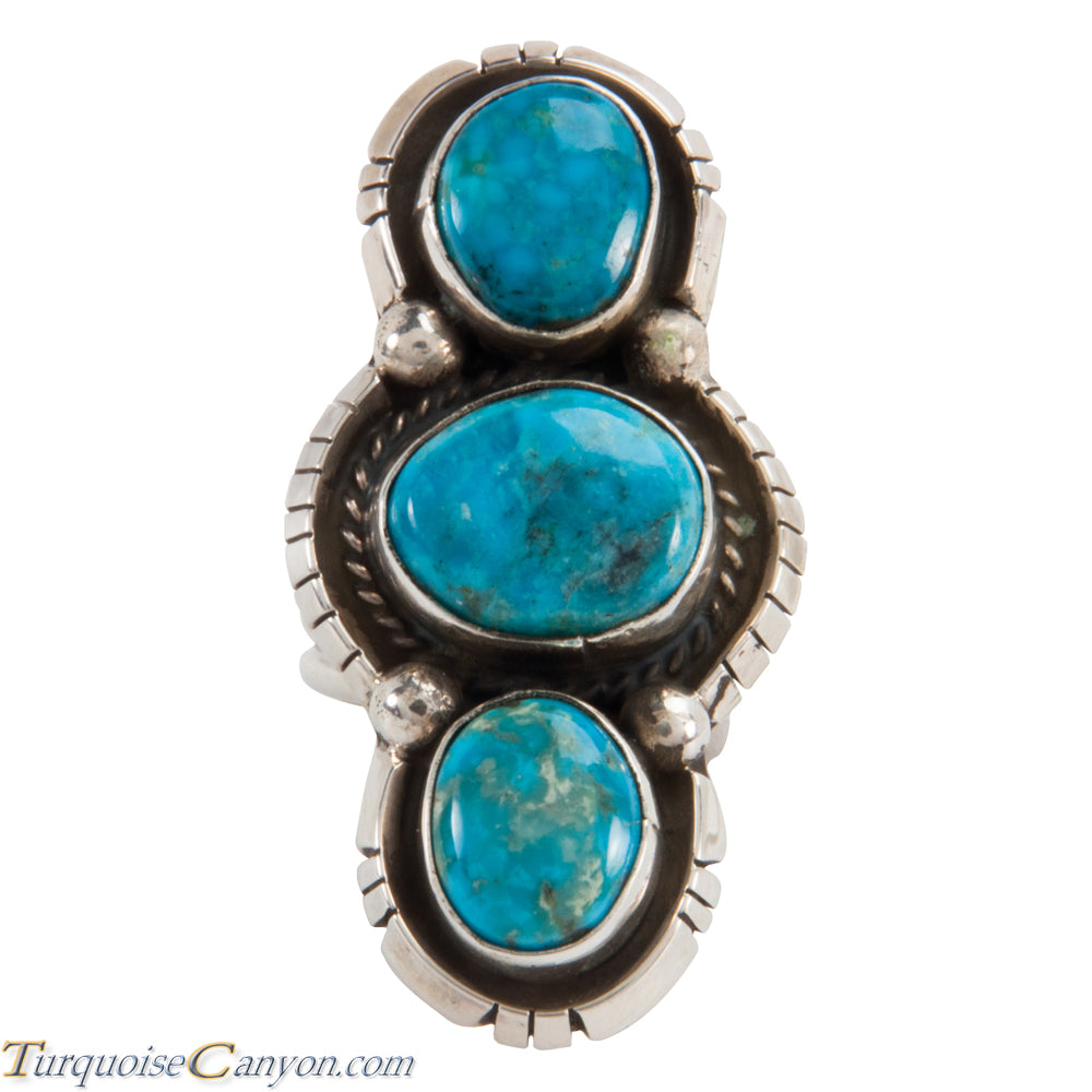 Navajo Native American Kingman Turquoise Ring Size 8 1/2 by Lee SKU228048