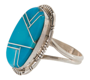 Navajo Native American Sleeping Beauty Turquoise Ring Size 8 3/4 SKU228066