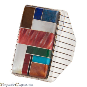 Navajo Native American Turquoise Lapis Inlay Ring Size 11 by Jack SKU228108