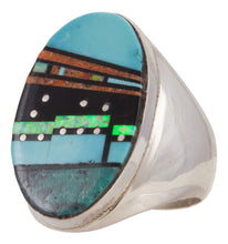 Load image into Gallery viewer, Navajo Native American Turquoise Pueblo Inlay Ring Size 10 3/4 SKU228114