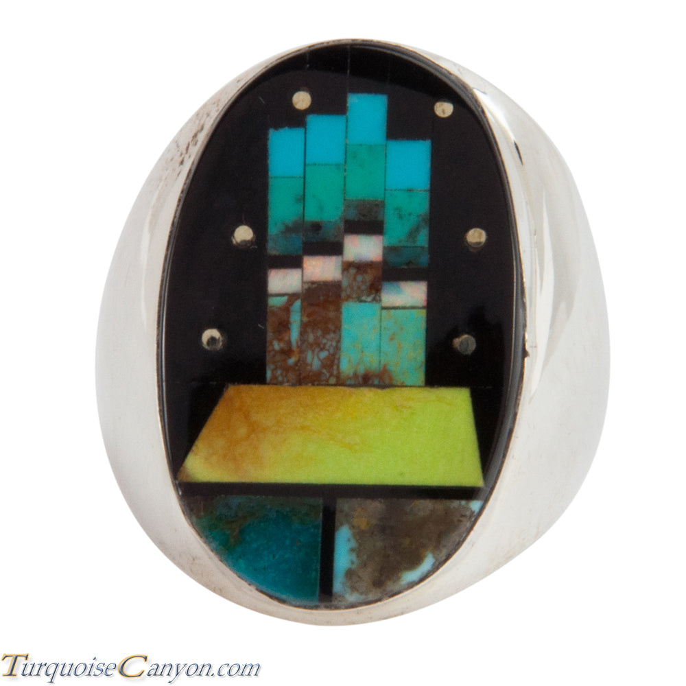 Navajo Native American Turquoise Butte Inlay Ring Size 10 1/4 SKU228116