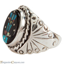Load image into Gallery viewer, Navajo Native American Turquoise Inlay Yei Ring Size 8 1/2 SKU228155