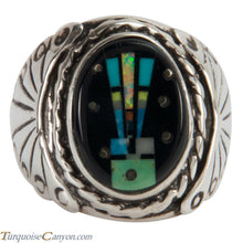Load image into Gallery viewer, Navajo Native American Turquoise Inlay Yei Ring Size 8 1/2 SKU228156