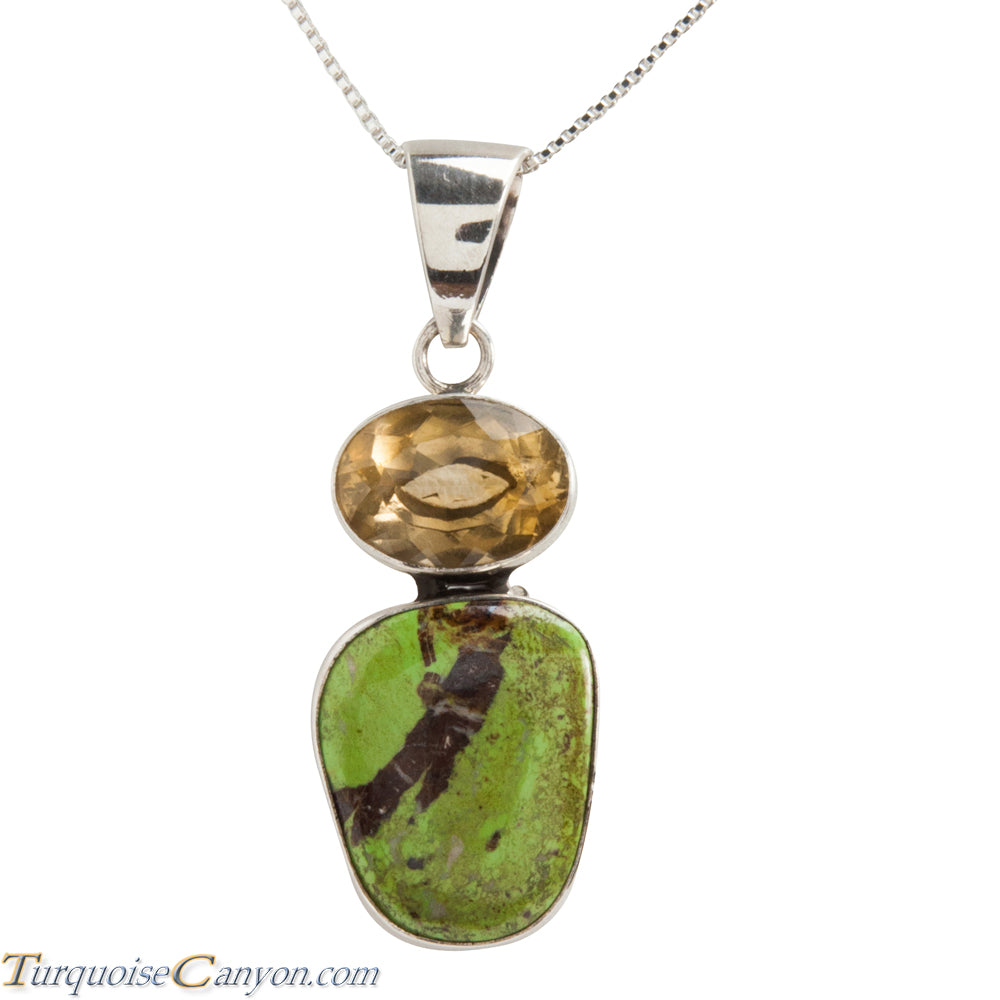 Navajo Native American Gaspeite and Citrine Pendant Necklace SKU228224