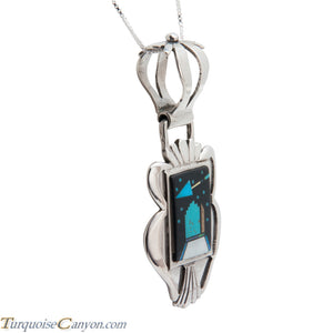 Navajo Native American Turquoise Inlay Pendant Necklace by Kelly SKU228367