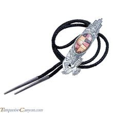Load image into Gallery viewer, Navajo Native American Orange Shell and Eagle Bolo Tie by M Claw SKU228379