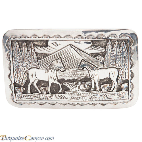 Navajo Native American Sterling Silver Horse Belt Buckle by L Lee SKU228434