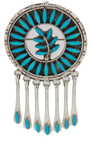 Zuni Native American Turquoise Pin and Pendant by Floyd Etsate SKU228442