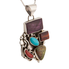 Load image into Gallery viewer, Navajo Native American Turquoise Gaspeite Coral Necklace Pendant SKU228922