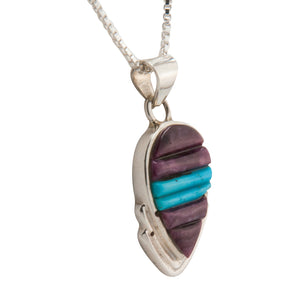 Navajo Native American Purple Shell and Turquoise Pendant Necklace SKU228927