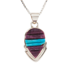 Load image into Gallery viewer, Navajo Native American Purple Shell and Turquoise Pendant Necklace SKU228927