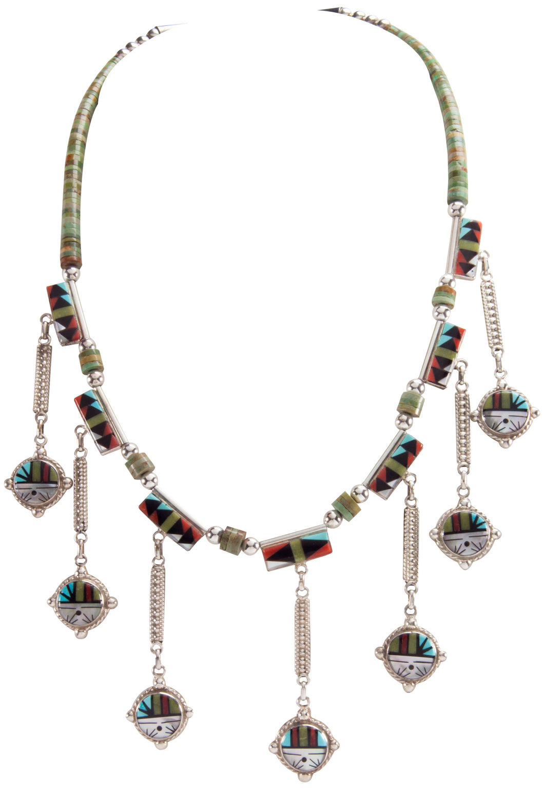 Zuni Native American Turquoise Sunface Necklace by Sheryl Edaakie SKU228998