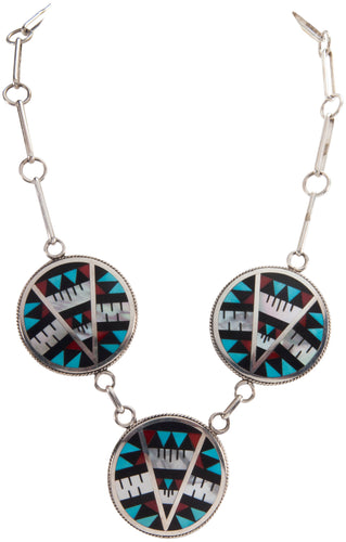 Zuni Native American Turquoise Inlay Necklace by Othole SKU229008