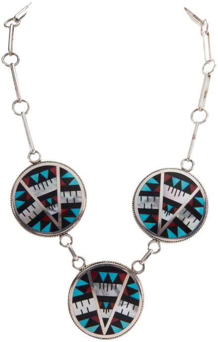 Zuni Native American Turquoise Inlay Necklace by Othole SKU229008