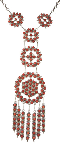 Zuni Native American Red Coral Petit Point Necklace by Wayne Johnson SKU229023