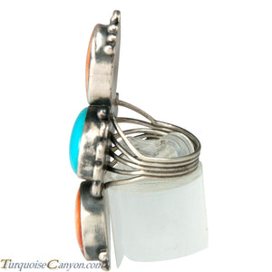 Navajo Native American Turquoise and Orange Shell Ring Size 6 3/4 SKU229155