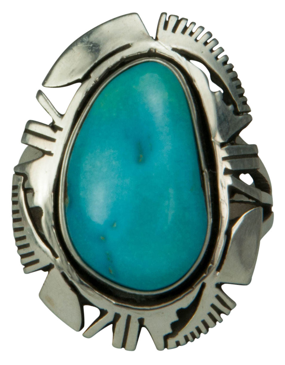 Navajo Native American Sleeping Beauty Turquoise Ring Size 7 3/4 SKU229202