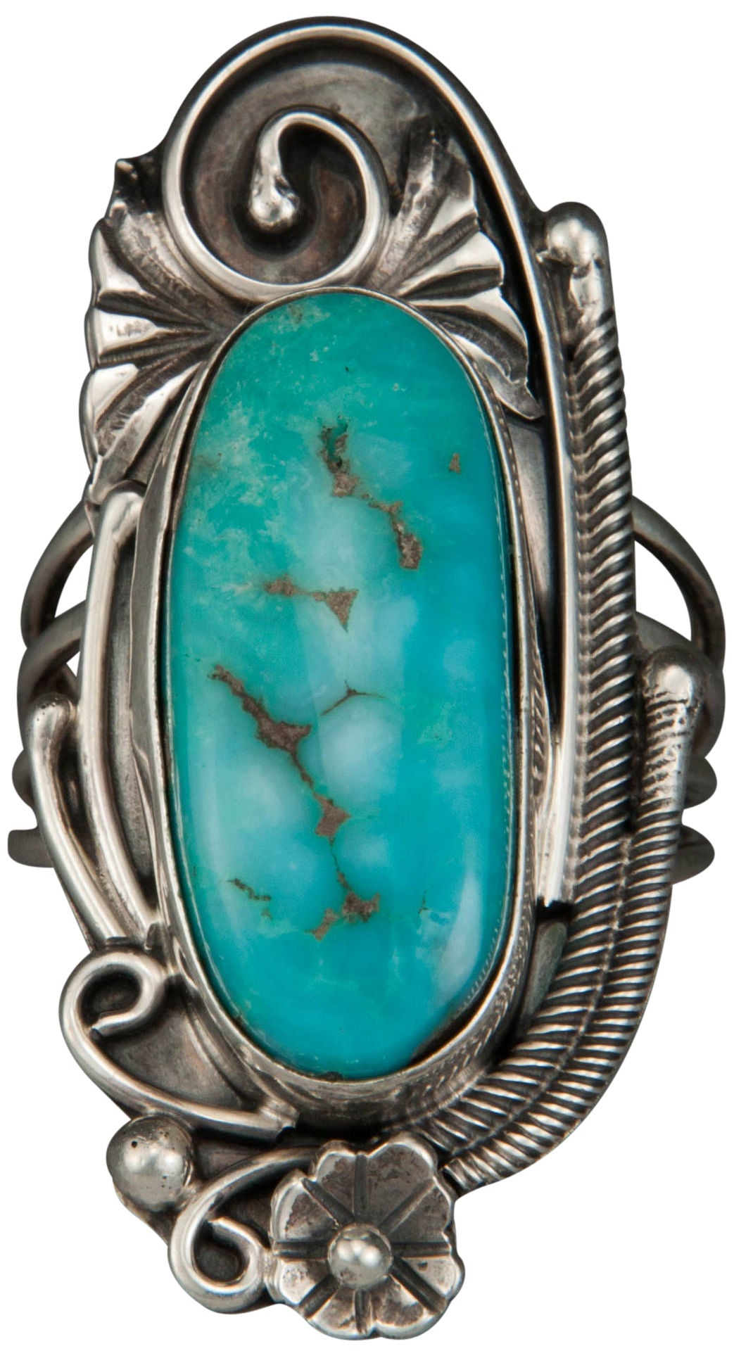 Navajo Native American Kingman Turquoise Ring Size 5 1/2 by Juan SKU229210