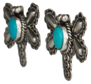 Navajo Native American Butterfly Sleeping Beauty Turquoise Earrings SKU229228