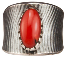Load image into Gallery viewer, Navajo Native American Red Coral Ring Size 7 1/2 by Pete Johnson SKU229353