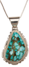 Load image into Gallery viewer, Navajo Native American Kingman Turquoise Pendant Necklace by Charley SKU229376