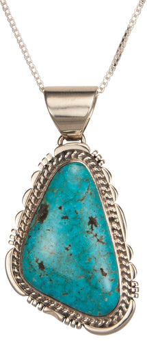 Navajo Native American Kingman Turquoise Pendant Necklace by Charley SKU229378