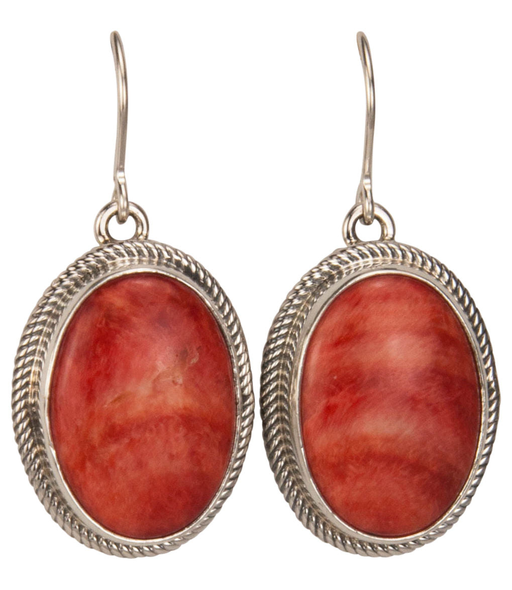 Navajo Native American Orange Spiny Oyster Shell Earrings by Piaso SKU229410