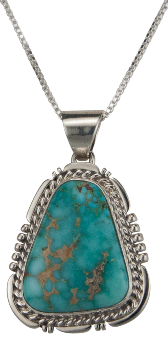 Navajo Native American Kingman Turquoise Pendant Necklace by