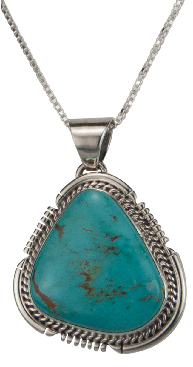 Navajo Native American Kings Manassa Turquoise Pendant Necklace SKU229514