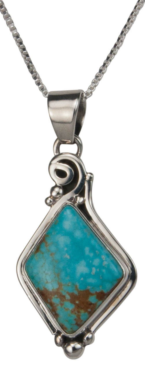 Navajo Native American Mine Number Eight Turquoise Pendant Necklace SKU229521