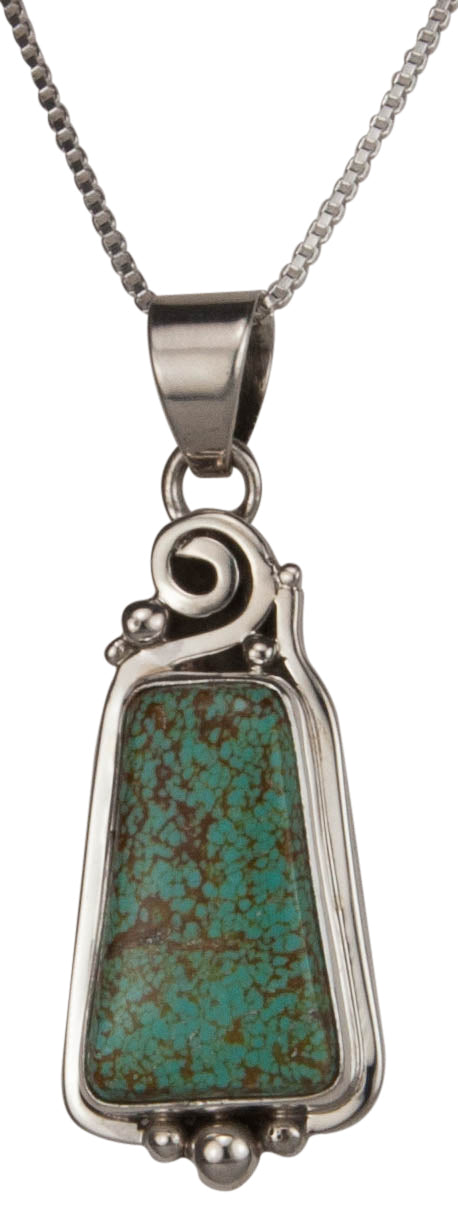 Navajo Native American Mine Number Eight Turquoise Pendant Necklace SKU229522
