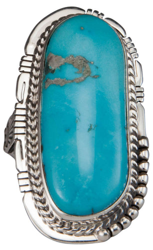 Navajo Native American Castle Dome Turquoise Ring Size 7 1/4 by Jake SKU229588