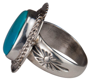 Navajo Native American Castle Dome Turquoise Ring Size 7 3/4 SKU229595