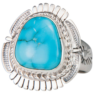 Navajo Native American Castle Dome Turquoise Ring Size 7 by Ration SKU229597
