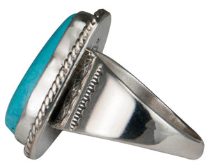 Navajo Native American Castle Dome Turquoise Ring Size 10 3/4 SKU229605
