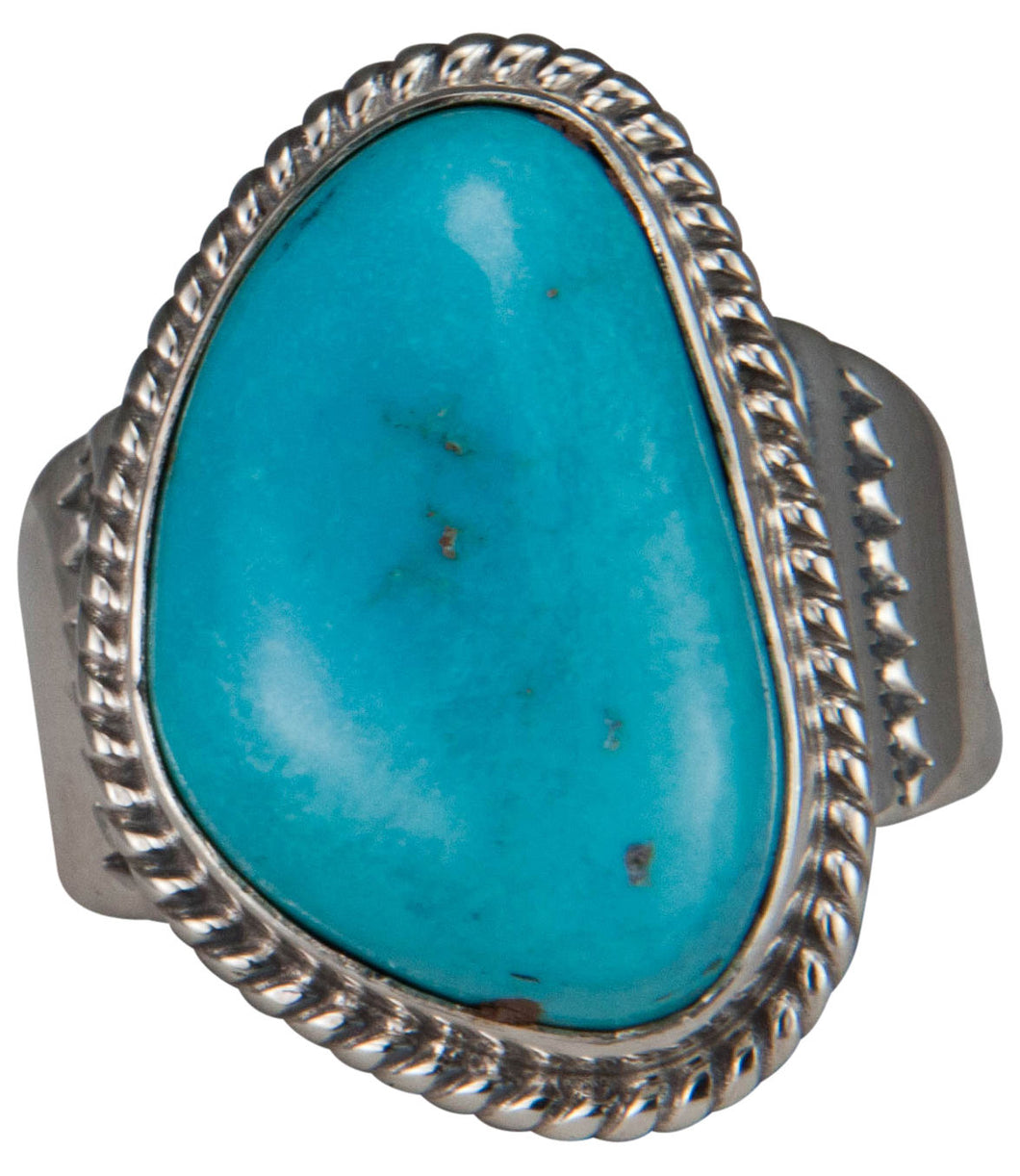 Navajo Native American Castle Dome Turquoise Ring Size 10 3/4 SKU229605