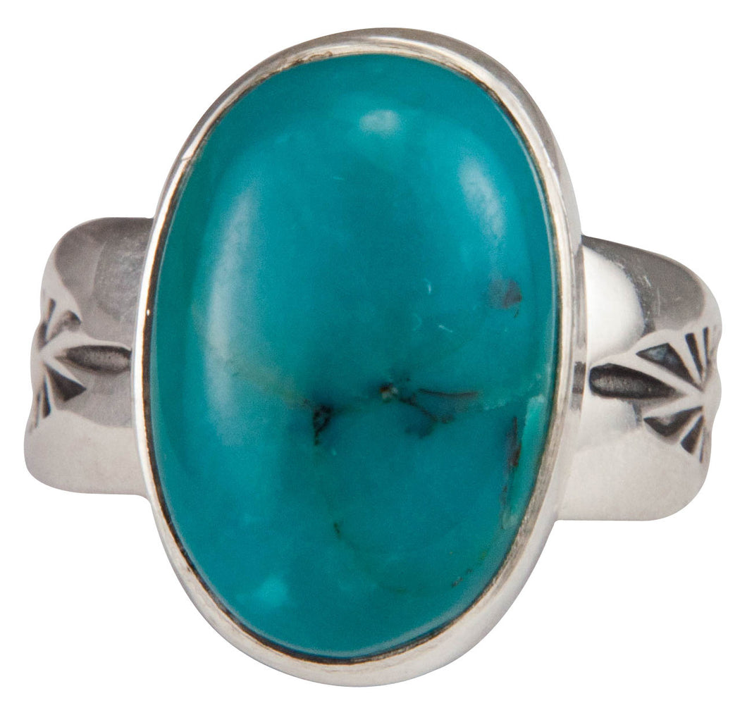 Navajo Native American Kings Manassa Turquoise Ring Size 8 SKU229633