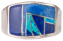 Load image into Gallery viewer, Navajo Native American Lapis and Lab Opal Ring Size 11 3/4 by Joe SKU229737