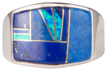 Load image into Gallery viewer, Navajo Native American Lapis and Lab Opal Ring Size 11 1/2 by Joe SKU229738