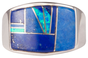 Navajo Native American Lapis and Lab Opal Ring Size 11 1/2 by Joe SKU229738