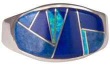 Load image into Gallery viewer, Navajo Native American Lapis and Lab Opal Ring Size 12 3/4 by Joe SKU229740