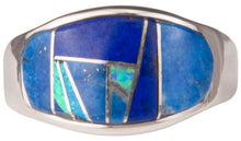 Load image into Gallery viewer, Navajo Native American Lapis and Lab Opal Ring Size 12 3/4 by Joe SKU229741
