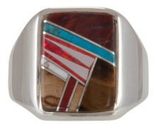 Load image into Gallery viewer, Navajo Native American Tiger Eye Turquoise Inlay Ring Size 11 1/2 SKU229744